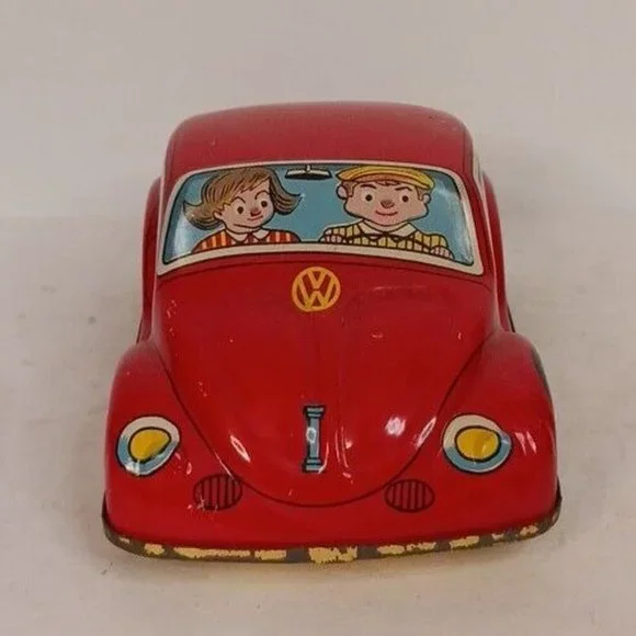 1960s Volkswagon Beetle Friction Drive VW Tested Couple Driving Made In Japan